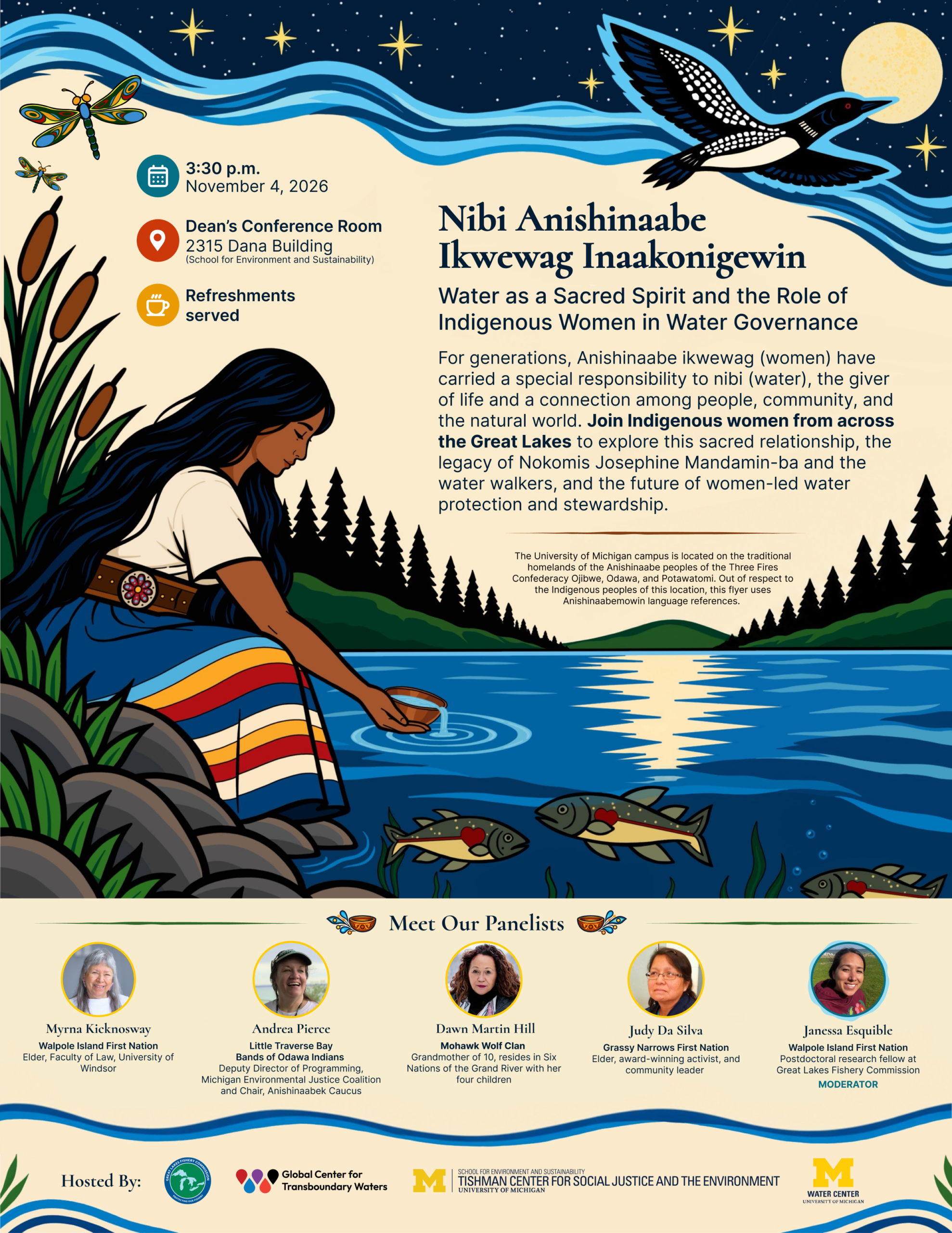 “Nibi Anishinaabe Ikwewag Inaakonigewin: Water as a Sacred Spirit and the Role of Indigenous Women in Water Governance” — Nov. 4, 2026, UMich